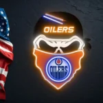 Edmonton Oilers Neon Sign Skull 1