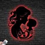 Family Love Metal Sign Baby With Mom Silhouette 1