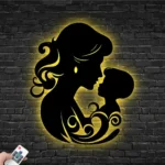 Family Love Metal Sign Baby With Mom Silhouette 1