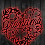 Family Love Metal Sign Personalized Boho Flowers Grandma 1