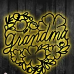 Family Love Metal Sign Personalized Boho Flowers Grandma 1