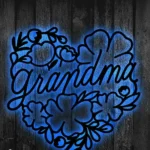 Family Love Metal Sign Personalized Boho Flowers Grandma 1