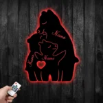 Family Love Metal Sign Personalized Family Of 3 Bears Name 1