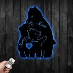 Family Love Metal Sign Personalized Family Of 3 Bears Name 1