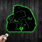 Family Love Metal Sign Personalized Family Of 5 Bears Name 1