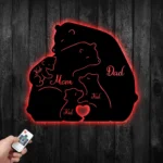 Family Love Metal Sign Personalized Family Of 5 Bears Name 1