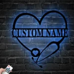 Family Love Metal Sign Personalized Heart Stethoscope Nursing 1