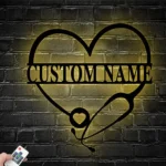 Family Love Metal Sign Personalized Heart Stethoscope Nursing 1