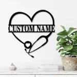 Family Love Metal Sign Personalized Heart Stethoscope Nursing 1