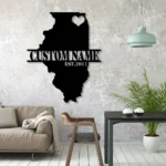 Family Love Metal Sign Personalized Illinois Map 1
