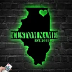 Family Love Metal Sign Personalized Illinois Map 1