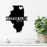 Family Love Metal Sign Personalized Illinois Map 1