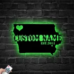 Family Love Metal Sign Personalized Iowa Map 1