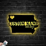 Family Love Metal Sign Personalized Iowa Map 1