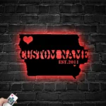 Family Love Metal Sign Personalized Iowa Map 1