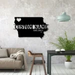 Family Love Metal Sign Personalized Iowa Map 1