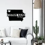 Family Love Metal Sign Personalized Iowa Map 1