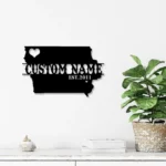 Family Love Metal Sign Personalized Iowa Map 1