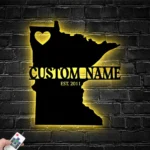 Family Love Metal Sign Personalized Minnesota Map 1