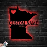 Family Love Metal Sign Personalized Minnesota Map 1