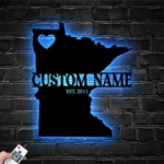 Family Love Metal Sign Personalized Minnesota Map 1
