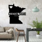 Family Love Metal Sign Personalized Minnesota Map 1