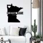 Family Love Metal Sign Personalized Minnesota Map 1