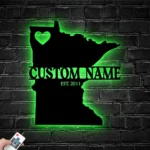 Family Love Metal Sign Personalized Minnesota Map 1