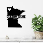 Family Love Metal Sign Personalized Minnesota Map 1