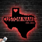 Family Love Metal Sign Personalized Texas State Name 1