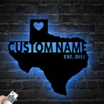 Family Love Metal Sign Personalized Texas State Name 1