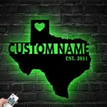 Family Love Metal Sign Personalized Texas State Name 1