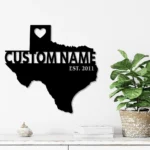 Family Love Metal Sign Personalized Texas State Name 1