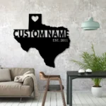 Family Love Metal Sign Personalized Texas State Name 1