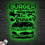Food Coffee Metal Sign Burger Is Always The Answer 1