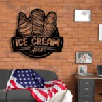Food Coffee Metal Sign Personalized Ice Cream Open Name 1