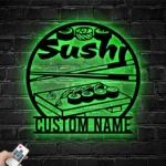 Food Coffee Metal Sign Personalized Kawaii Sushi Restarant Name Sign Animal Sushi Wall Art Decor 1