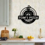 Food Coffee Metal Sign Personalized Pizza Oven Name 1