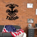 Food Coffee Metal Sign Take Me To Your Tacos Mexican Alien 1