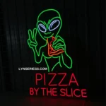 Food Coffee Neon Sign Alien Eating Pizza By The Slice 1