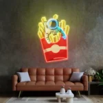 Food Coffee Neon Sign Astronaut On Chips 1