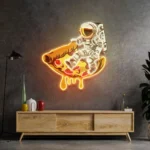Food Coffee Neon Sign Astronaut On Slice Mat 1