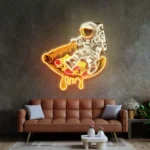 Food Coffee Neon Sign Astronaut On Slice Mat 1