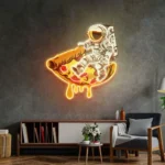 Food Coffee Neon Sign Astronaut On Slice Mat 1