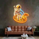 Food Coffee Neon Sign Astronaut Pizza 1