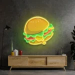 Food Coffee Neon Sign Cheese Cheeseburger Cartoon 1