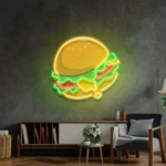 Food Coffee Neon Sign Cheese Cheeseburger Cartoon 1