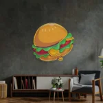 Food Coffee Neon Sign Cheese Cheeseburger Cartoon 1