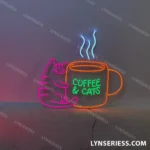 Food Coffee Neon Sign Coffee And Cat 1