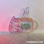 Food Coffee Neon Sign Coffee And Cat 1